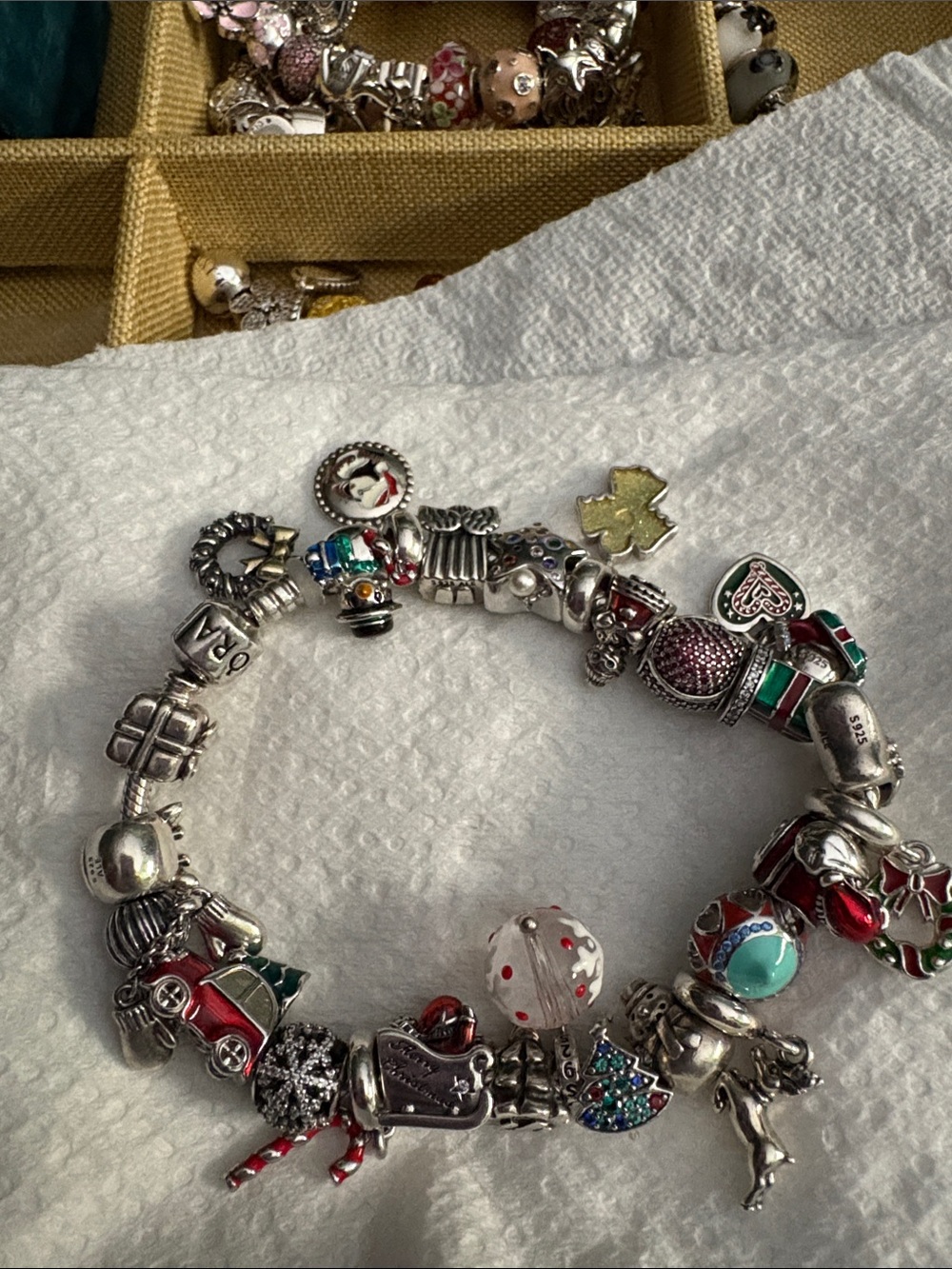 Pandora barrel clasp Christmas theme bracelet